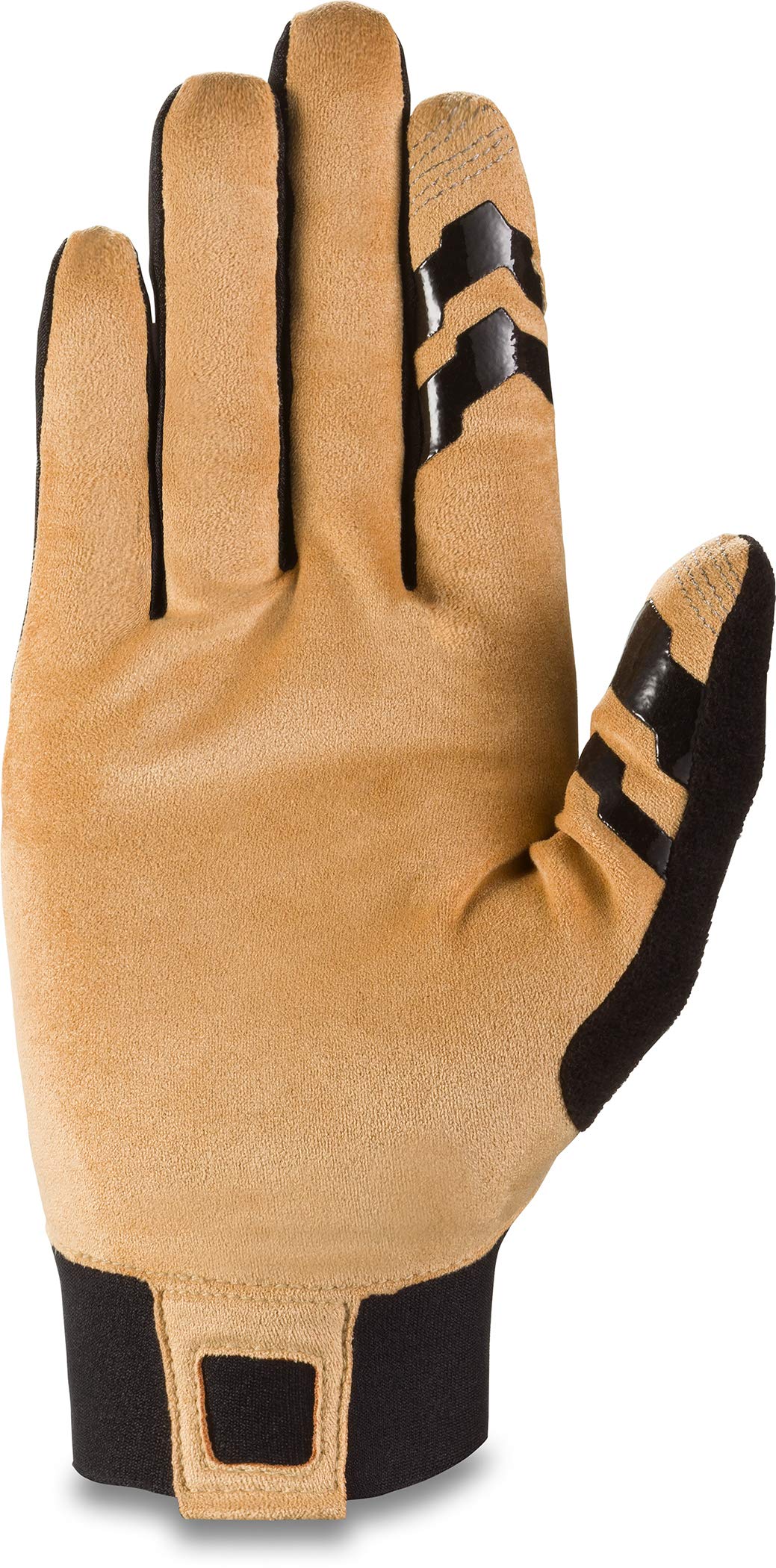 Dakine Covert bike glove for men, tan palm with black fingertips and wrist strap patch