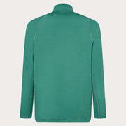 Green quarter-zip sweatshirt with stand collar, back view