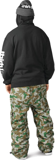 Men's winter snow cargo pants in camouflage print, cuffed legs