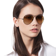 Ray-Ban Aviator RB3025 Sunglasses - Gunmetal/Clear Gradient Brown / 58 mm - 805289178354 - Additional Image 4