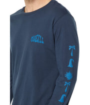 O'NEILL Noodler long sleeve tee, navy, graphic sleeve with palm silhouettes