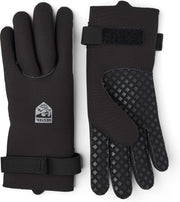 Hestra Neptune neoprene gloves in black, with wrist strap and textured grip palm
