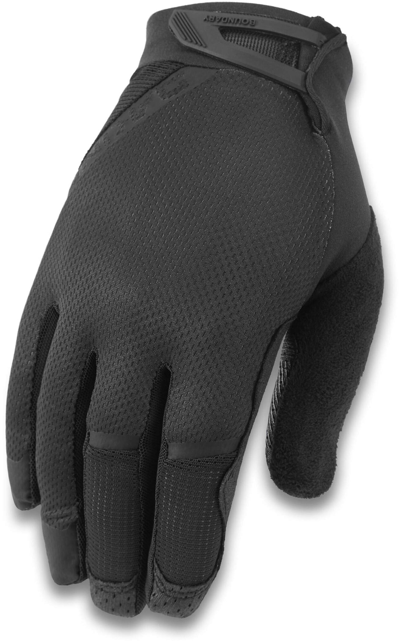 Black cycling gloves with textured grip palm and four fingers