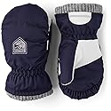 Kids dark navy winter mittens, logo patch and contrast thumb panel