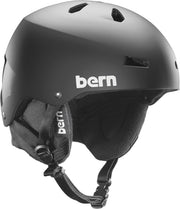Bern black snow helmet with chin strap and front vent panels