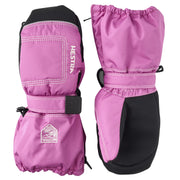 Cerise pink baby zip long mitts with perforated palm and hook-and-loop cuff
