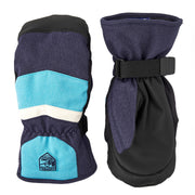 Junior mitts pair: turquoise/black and navy/black with wrist straps