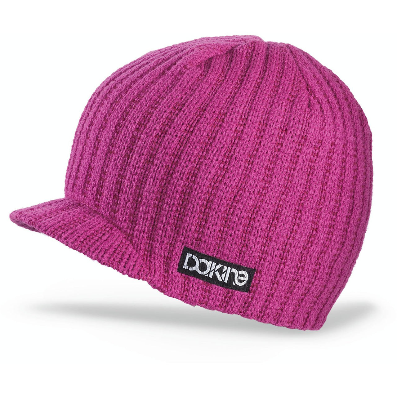 Magenta knitted beanie hat with fold cuff and Dakine logo patch