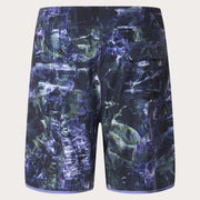Men's Oakley 19-in board shorts, dark blue abstract print with back eyelet pocket detail