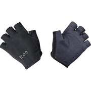 Short finger cycling gloves, black with textured grip and strap cuffs