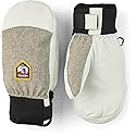 Hestra youth waterproof mittens set: light grey backs, white palms, black cuffs, logo patch