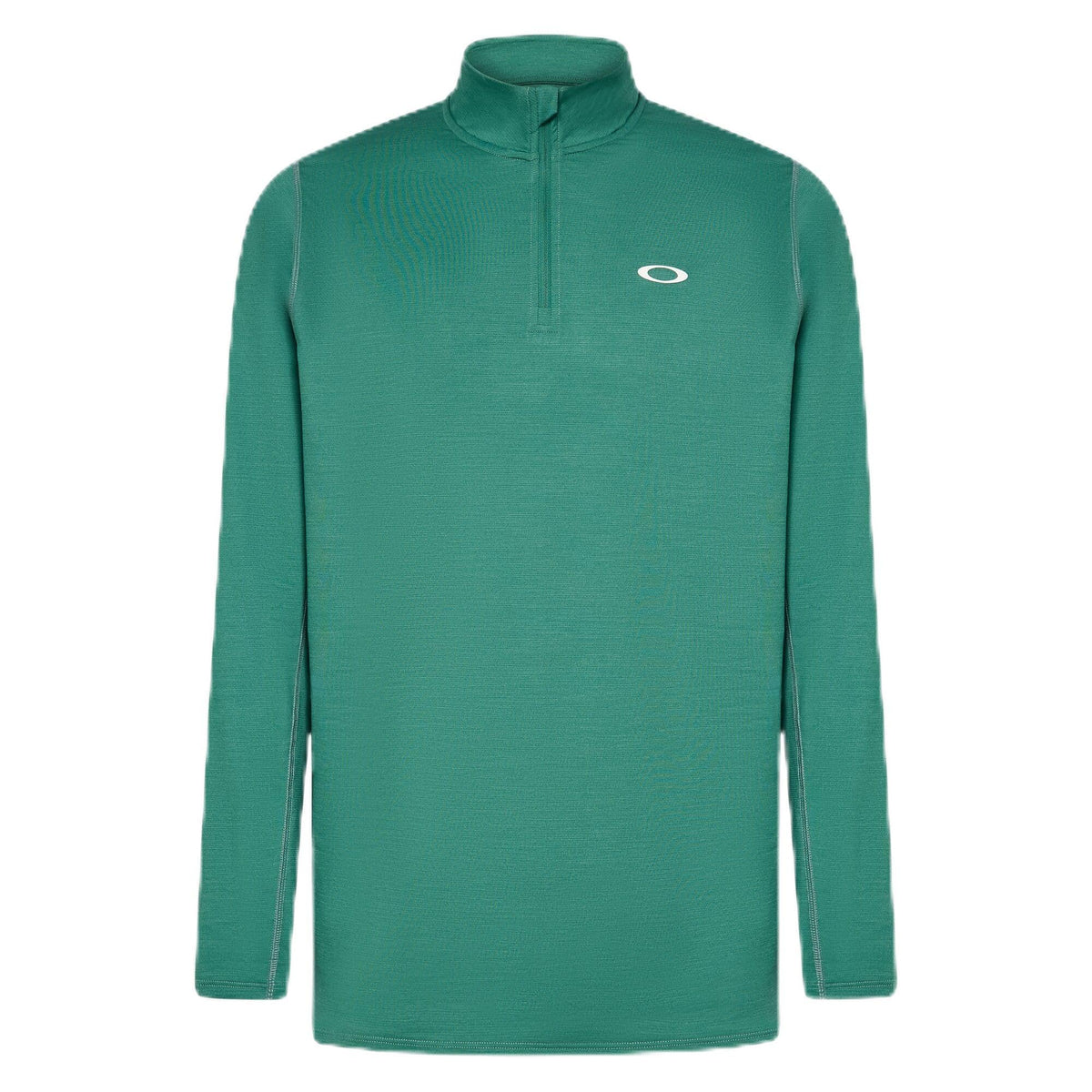 Green men's quarter-zip sweatshirt with stand collar and small chest logo