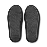 Black rubber outsoles with textured tread and embossed swirl pattern