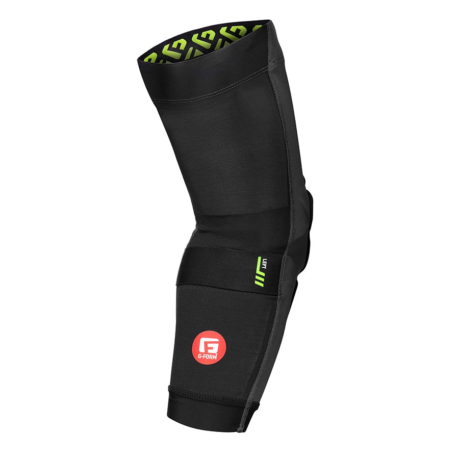 Black elbow guard with logo patch and adjustable sleeve strap
