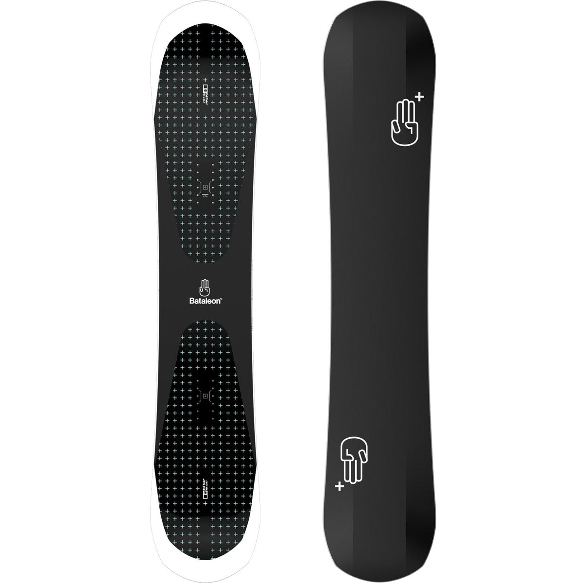 Bataleon Evil Twin+ snowboard with dotted top graphic and black side icons