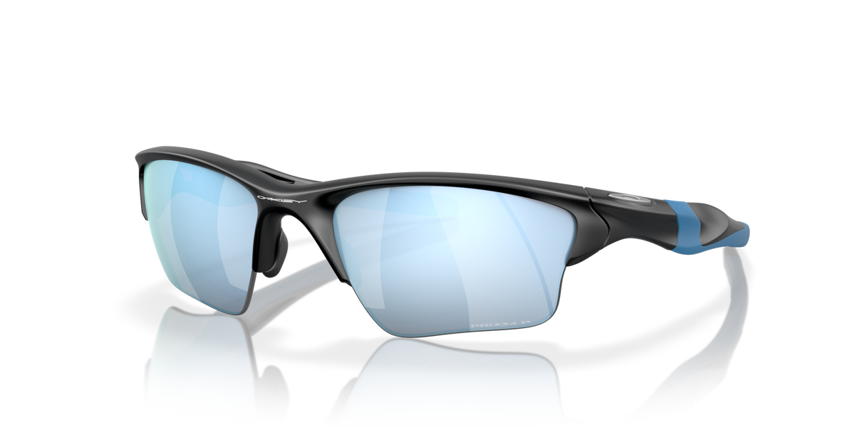 Oakley Half Jacket XL sunglasses with black frames and blue mirrored lenses