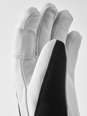 Women's leather patrol gloves in light gray with black side insert
