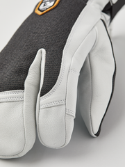 White leather glove fingers with stitched detail and tapered cuff.