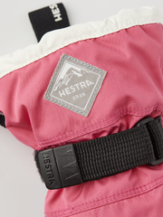 Hestra Gauntlet CZone Jr 3-finger gloves, pink cuff with Hestra patch and black strap