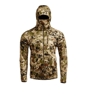 Traverse hoodie in tan pixel camouflage, full-zip front with attached hood