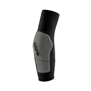 Black elbow guard sleeve with grey padded front panel and logo