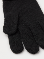 Black knit glove liner fingertips with ribbed knit texture