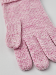 Pink knit glove liner fingertips with ribbed knit texture