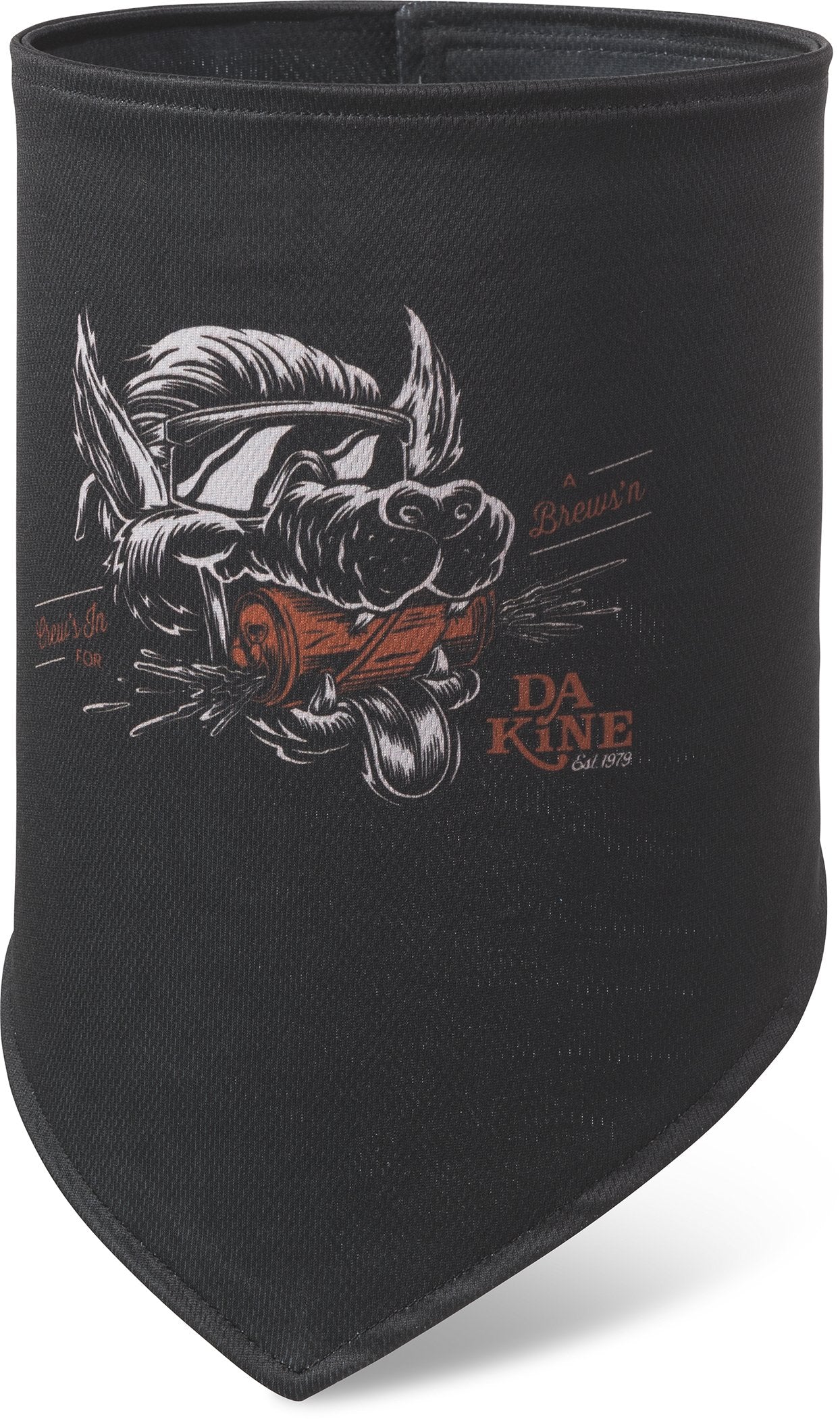 Black neck gaiter with graphic animal face and Dakine Hoodlum logo
