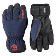 Youth waterproof Hestra gloves in navy and black, padded palm, elastic wrist cuff