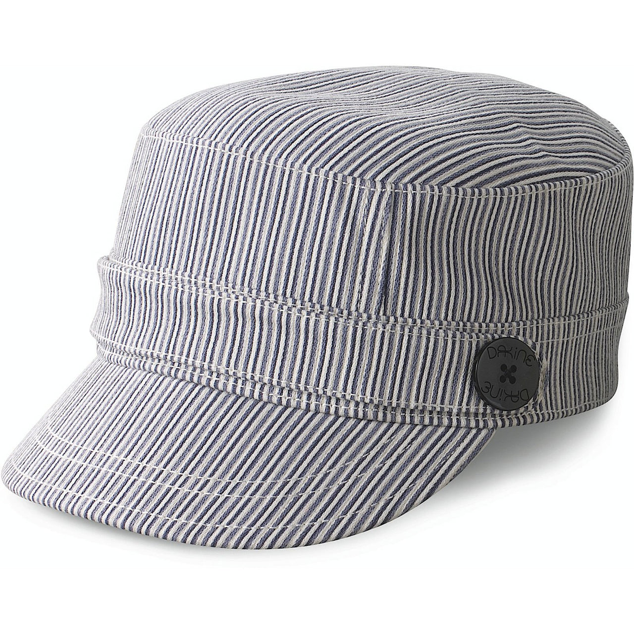 Dakine blue stripe seamed canvas cap with small front logo patch