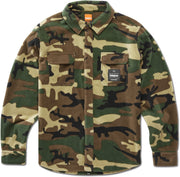 Camo layering shirt: button-up, point collar, chest pockets, long sleeves