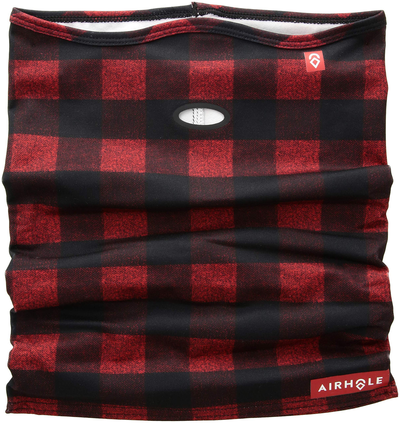 Airhole Airtube Ergo neck gaiter red/black buffalo plaid with oval vent opening