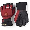 Red kids waterproof gloves with padded fingers and hook-and-loop wrist strap