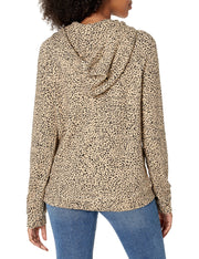 Animal print hooded fleece sweatshirt showing the back and hood drape