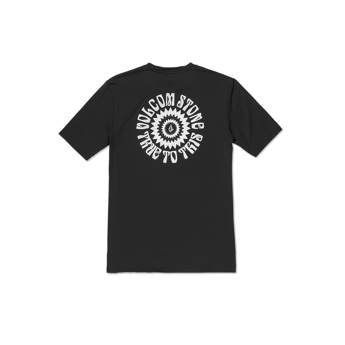 Black short-sleeve T-shirt with large back circular print