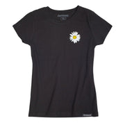 Fasthouse girls' black graphic tee with daisy emblem on chest