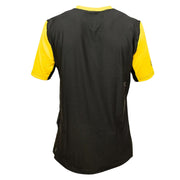 Alloy Star short-sleeve jersey, black with yellow side panels and back logo
