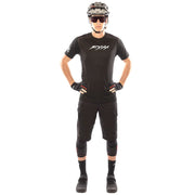 Black short-sleeve motocross jersey worn with full gear; front FTH logo visible