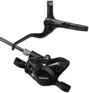 Shimano hydraulic disc brake lever with black 2-piston caliper and hose, rear