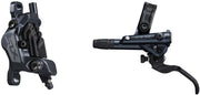 Black hydraulic disc brake lever assembly with caliper mounting bracket