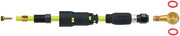 Black and gold hydraulic brake hose quick-fit adaptor with threaded fittings