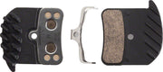 Metal-backed disc brake pads with finned aluminum backplate, one pair