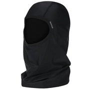 Black sock hood balaclava with curved black face opening and side logo