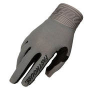 Charcoal mesh riding glove with black palm and open fingertips