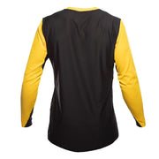 Alloy block jersey, black body with yellow long sleeves and crew neck