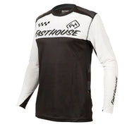 Alloy block jersey in white and black with long sleeves and printed logos