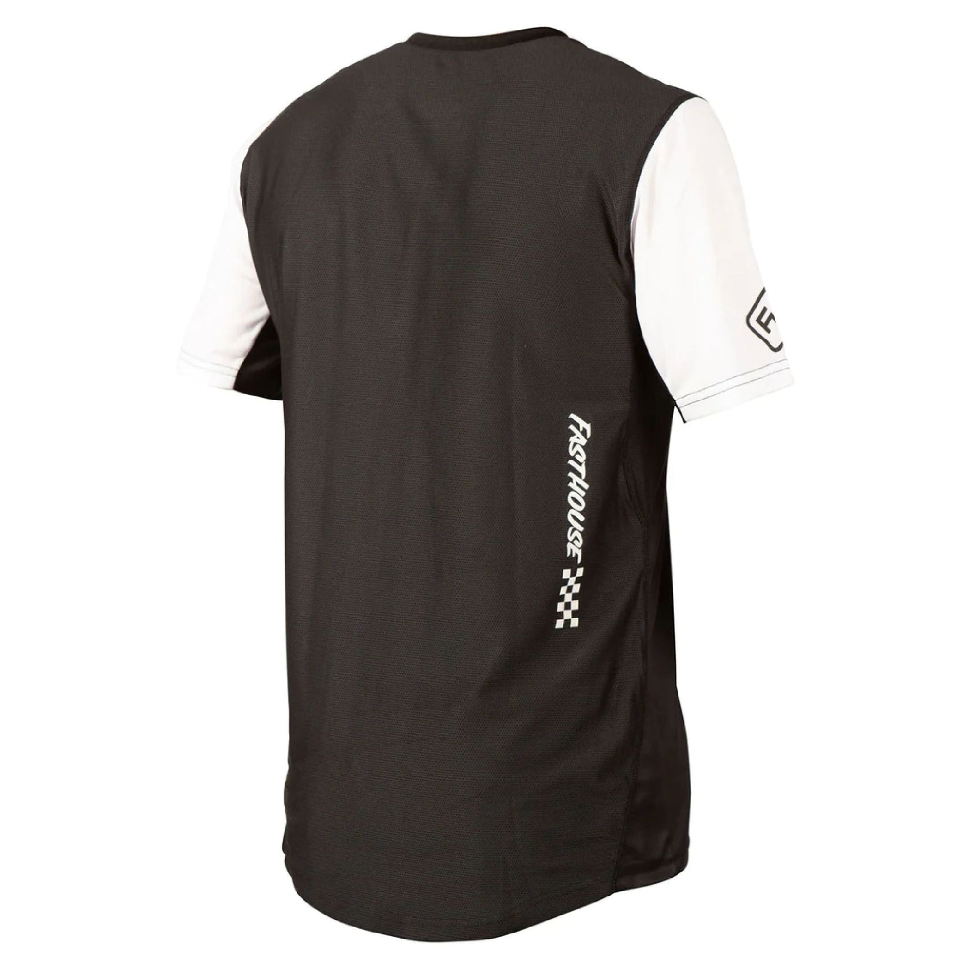 Black alloy block jersey back view with FastHouse branding, short sleeves