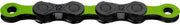 12-speed black and green chain link set with numbered sprocket plates