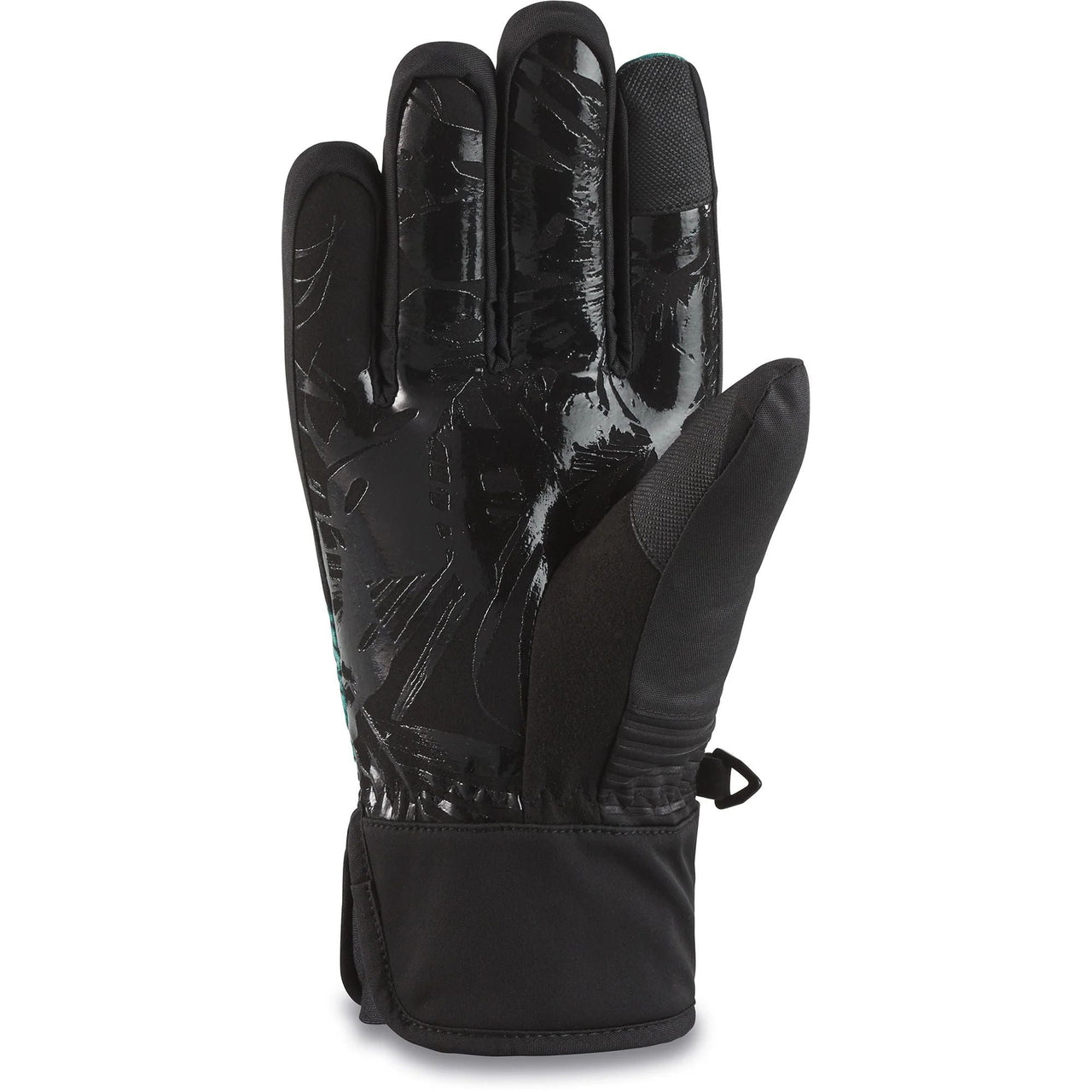 Black winter gloves with glossy palm and cushioned wrist cuff