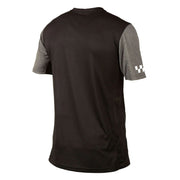 Men's short-sleeve jersey with heather gray sleeves and crew neck, dark body
